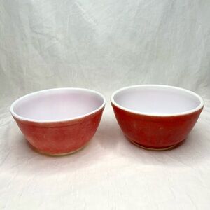 Vintage Pyrex Red Color Mixing Bowl 402 1.5 Qt. T.M. Reg Pat 1940s Set Of Two